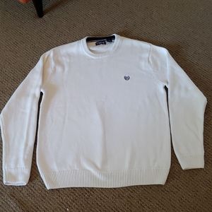 Chaps white knit sweater with logo large